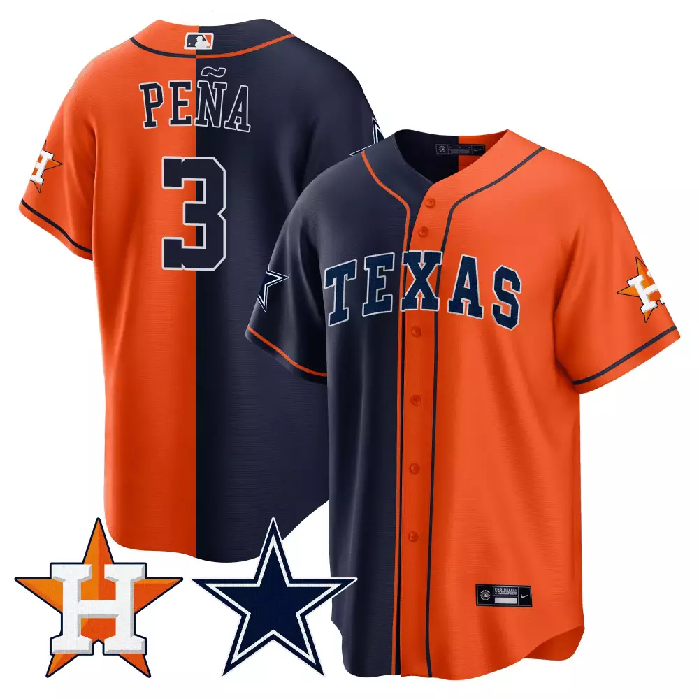 Jos Pea 3 Houston Astros Jersey Orange City Connect 2023 Men Split Design Navy Blue