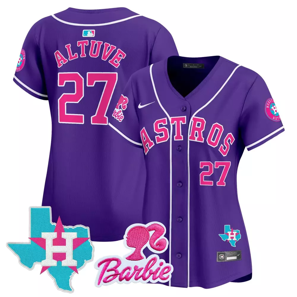 Jose Altuve 27 Astros Jersey Purple Barbie Texas 2023 Men Pink White Vapor Premier