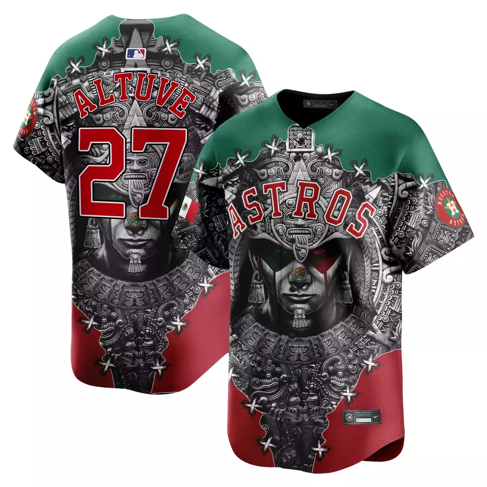 Jose Altuve 27 Houston Astros Jersey Green Men Alternate Custom Design Red Black