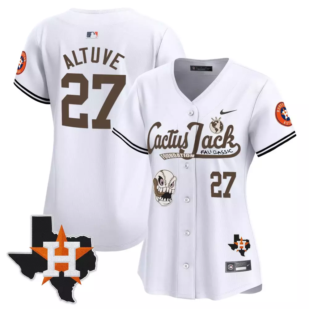 Jose Altuve 27 Houston Astros Jersey White Cactus Jack Texas 2022 Men Brown Orange