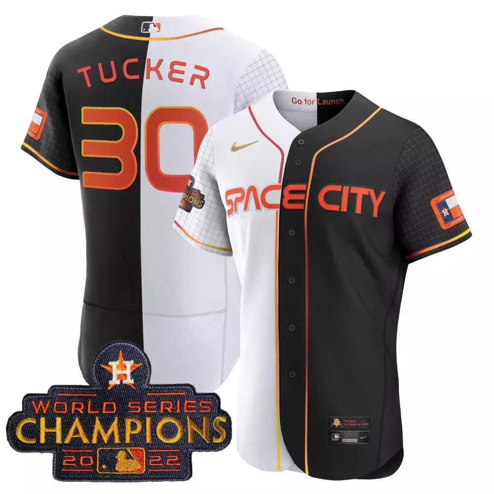 Kyle Tucker 30 Astros Jersey Black Space City World Series Champions 2022 Men Split