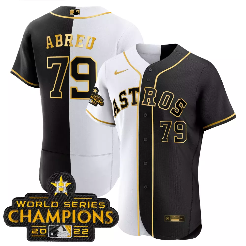 Jose Abreu 79 Astros Jersey Black 2022 World Series Champions Men Split Design White