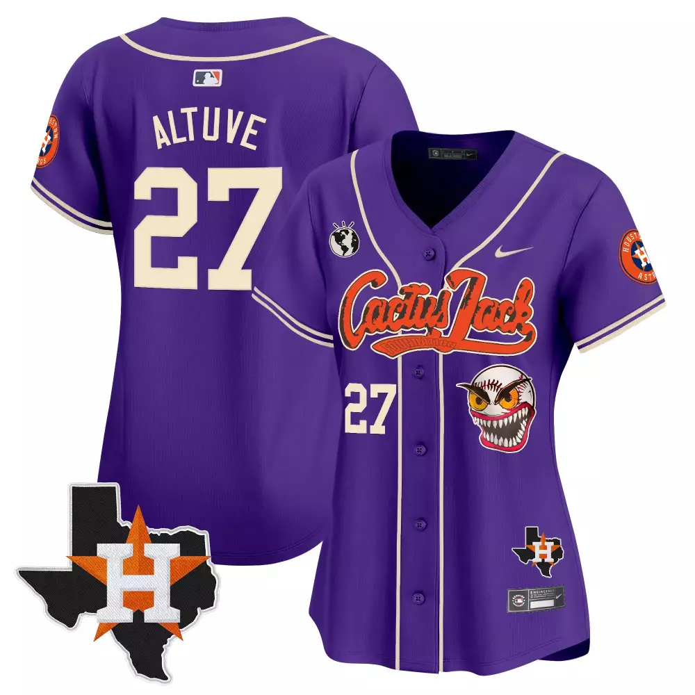 Jose Altuve 27 Houston Astros Jersey Purple Cactus Jack Texas Men Alternate Cream