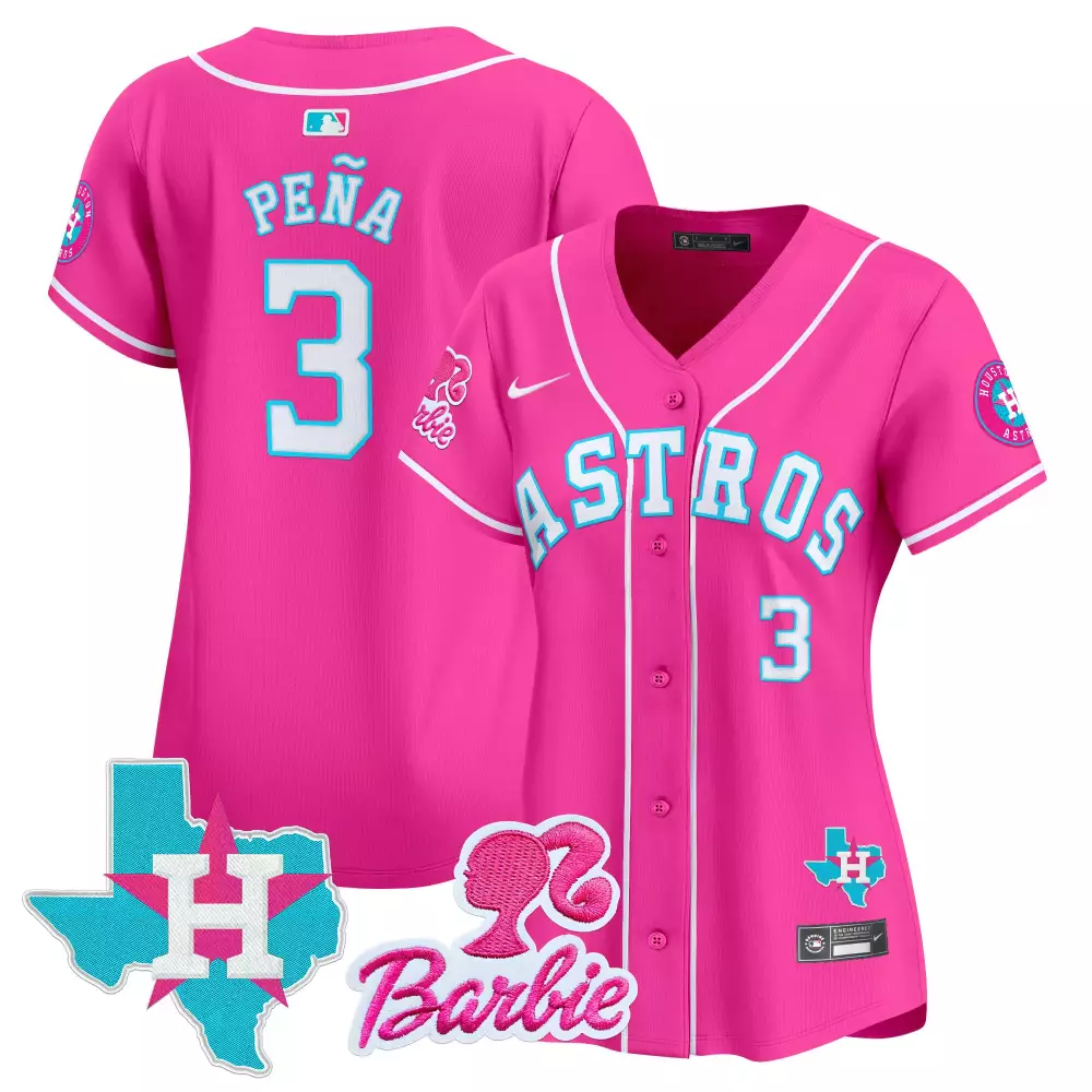 Jeremy Pena 3 Astros Jersey Pink Barbie Houston Texas Men White Light Blue Vapor