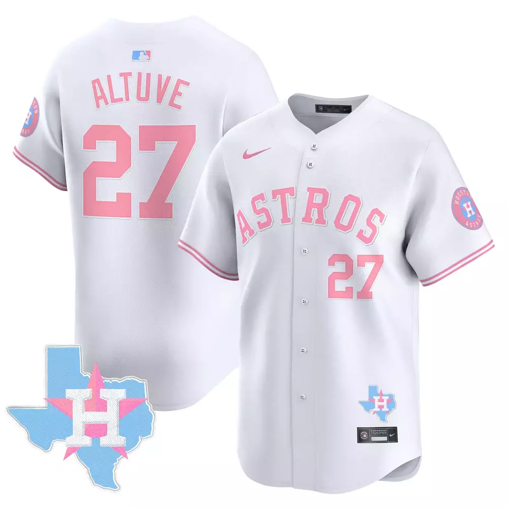 Jose Altuve 27 Astros Jersey White Texas Men Alternate Pink Unisex Vapor Premier