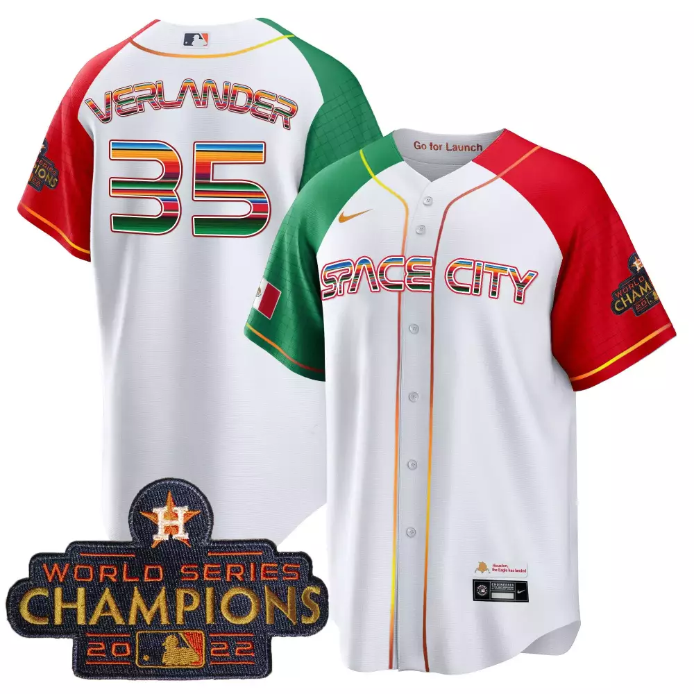 Justin Verlander 35 Jersey White City Connect Houston Astros World Series Champions 2022
