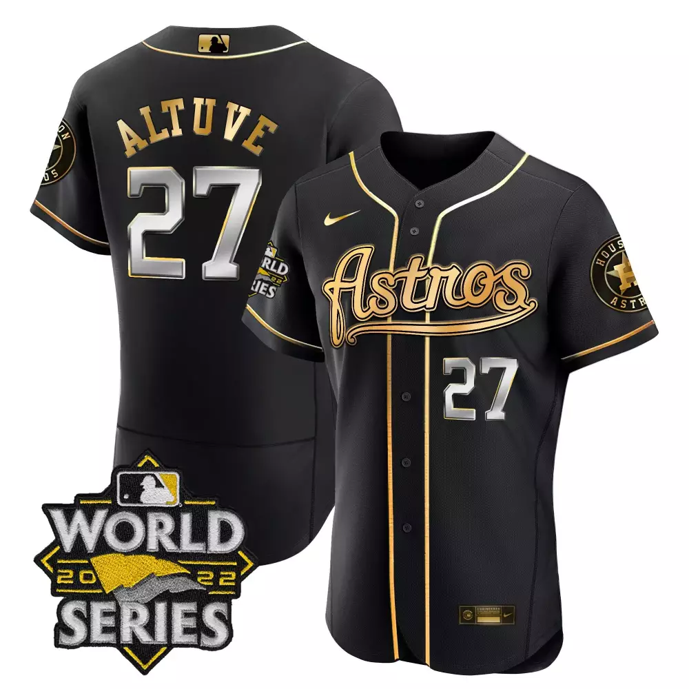 Altuve 27 Astros Jersey Black World Series 2022 Men Alternate Gold Silver All Stitched