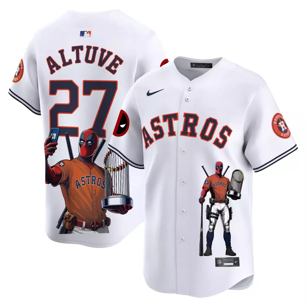 Jose Altuve 27 Astros Jersey White Deadpool Men Orange Navy Unisex Vapor Premier