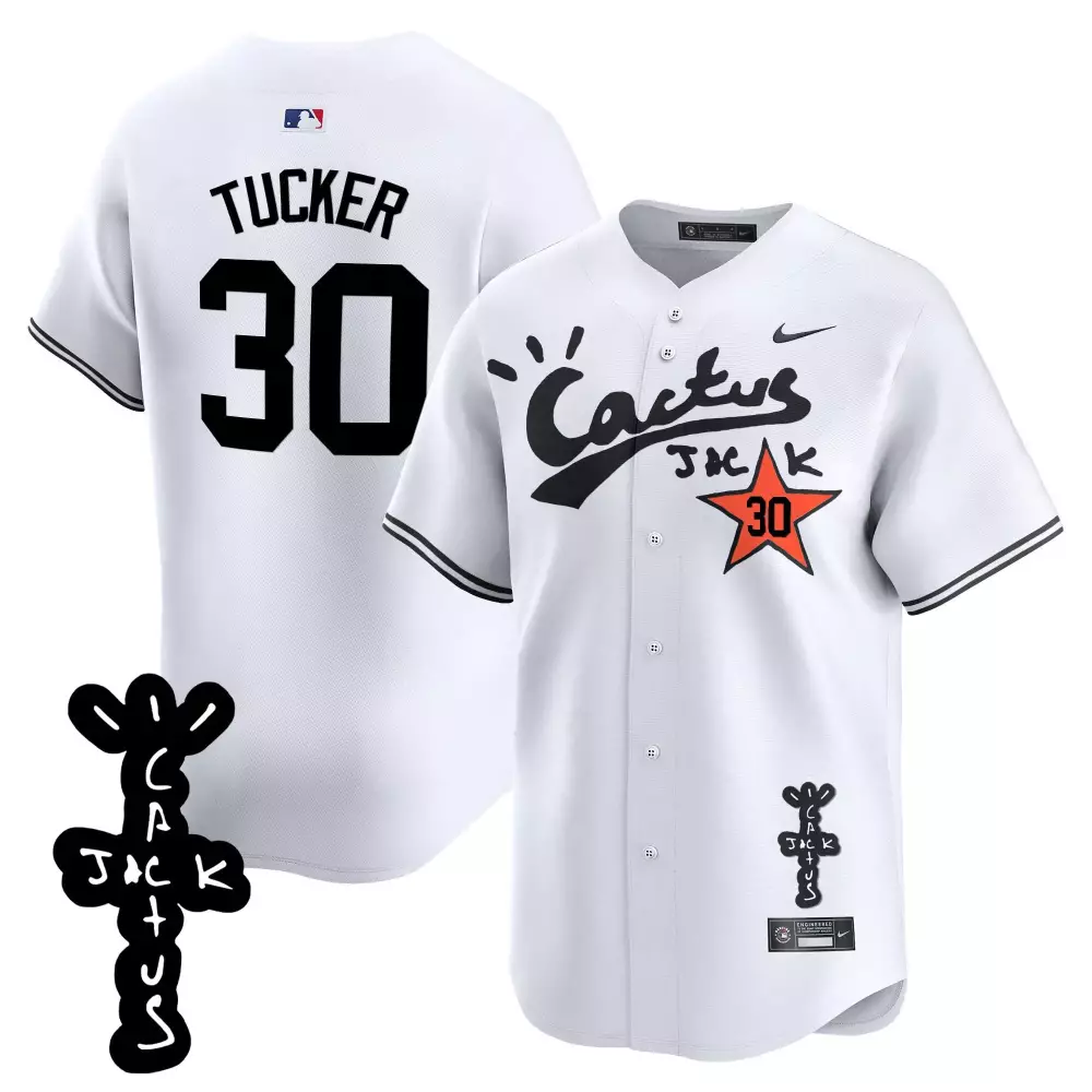 Kyle Tucker 30 Houston Astros Jersey White Cactus Jack Men Black Orange Vapor Premier