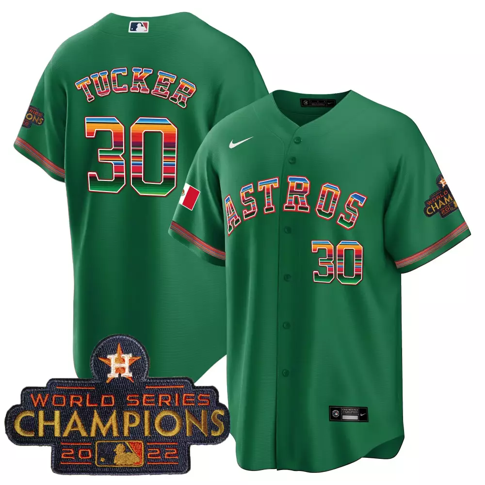 Kyle Tucker 30 Astros Jersey Green World Series Champions 2022 Men MLB Split Design