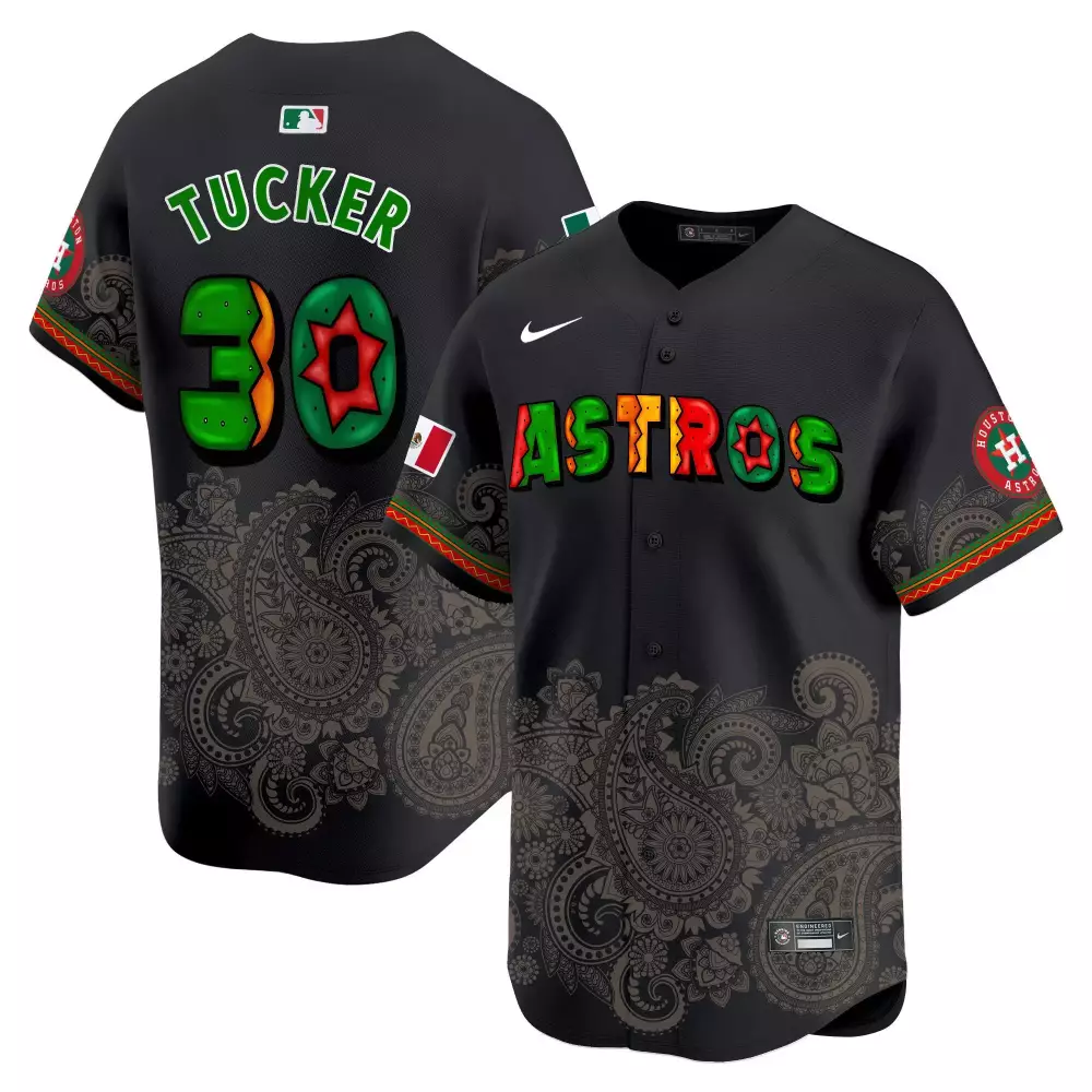 Kyle Tucker 30 Astros Jersey Black Houston City Connect Mexico Flag 2023 Men Alternate