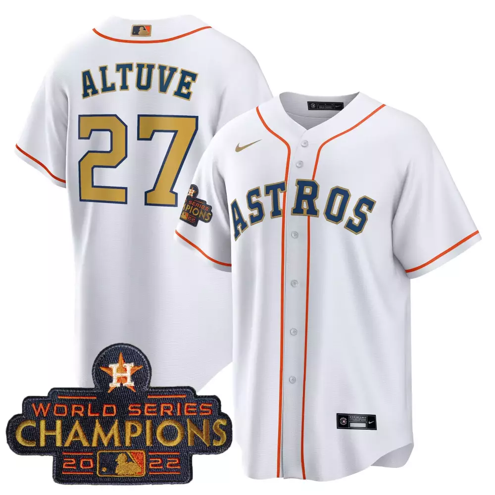 Jose Altuve 27 Astros Jersey White World Series Champions 2022 Houston Championship