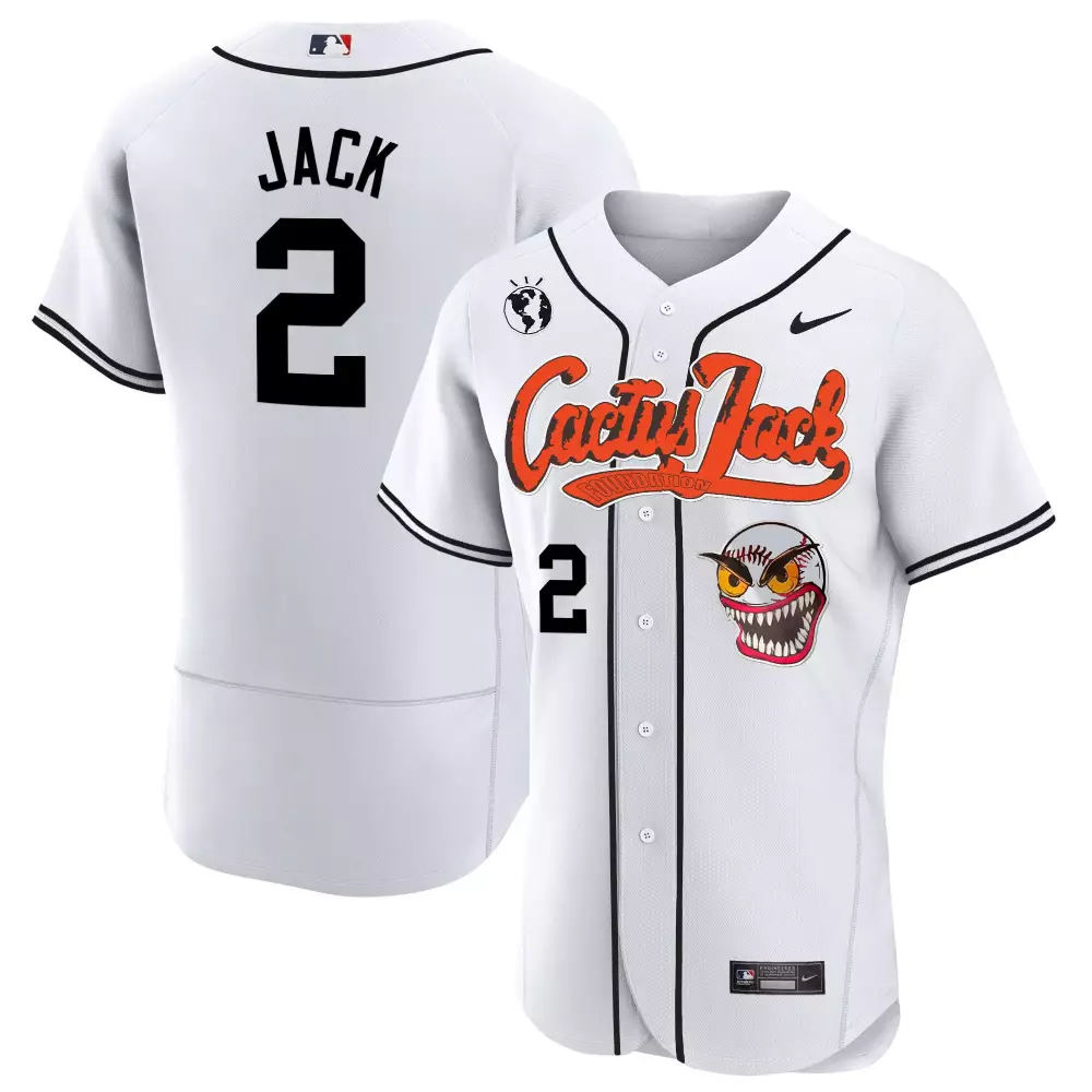 Justin Jack 2 Cactus Jersey White Men Black Orange Stitched