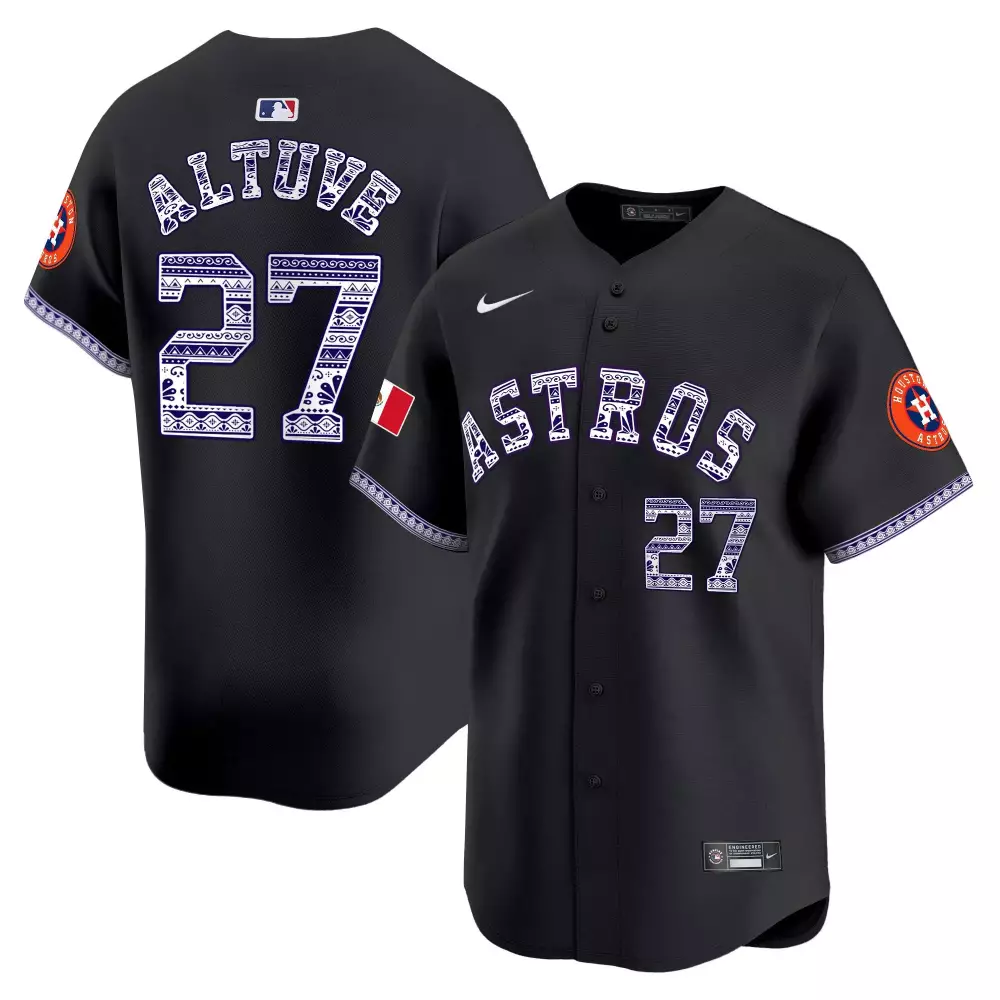 Jose Altuve 27 Astros Jersey Black City Connect Mexico Flag Men MLB Custom Design