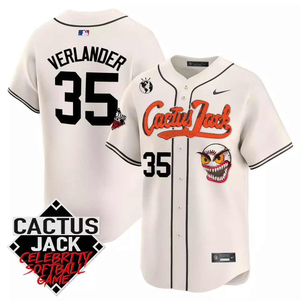Justin Verlander 35 Jersey Off-white Cactus Jack Houston Astros World Globe Scary Baseball 2023