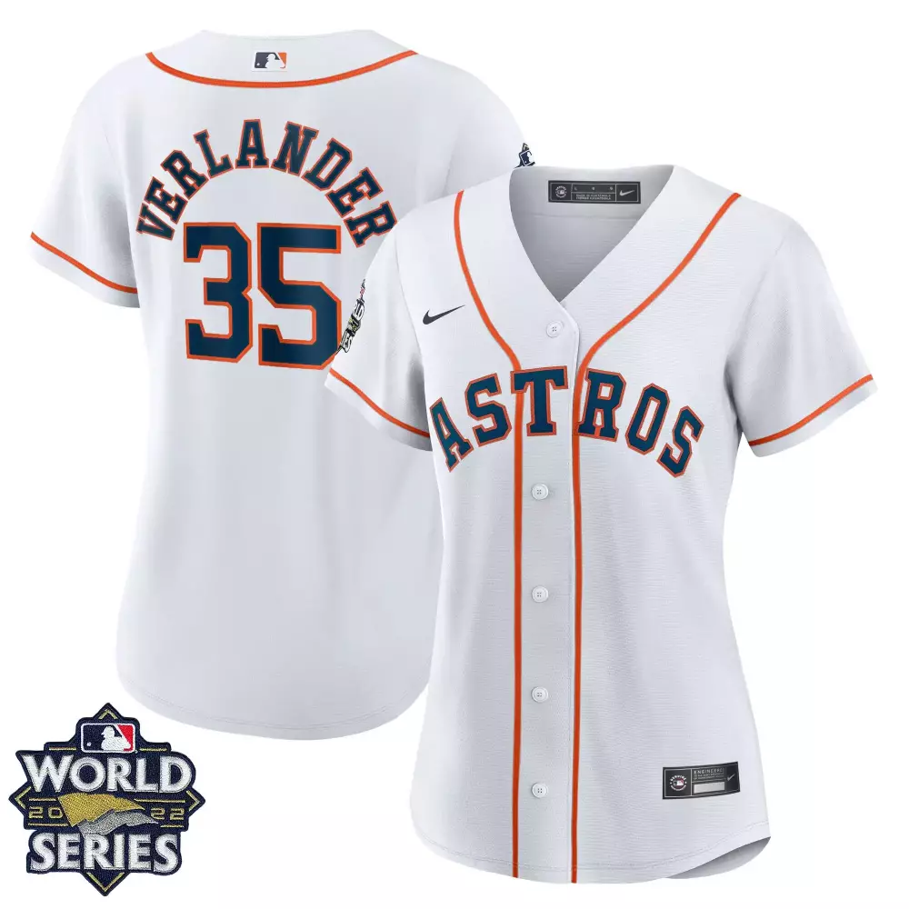 Justin Verlander 35 Astros Jersey White World Series 2022 Men Orange Navy Home All