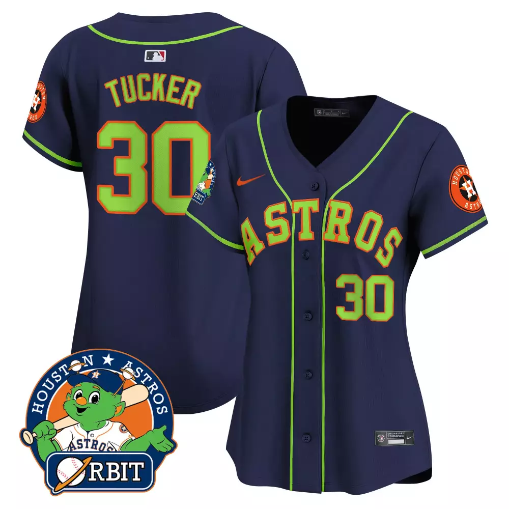 Kyle Tucker 30 Houston Astros Jersey Navy Men Neon Green Vapor Premier Limited v2