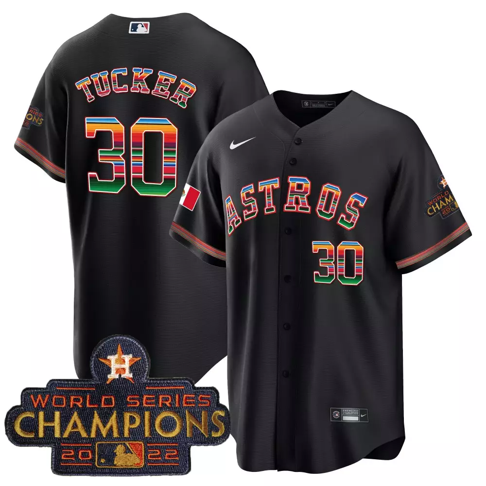 Kyle Tucker 30 Astros Jersey Black World Series Champions 2022 Mexico Flag Men Custom Design