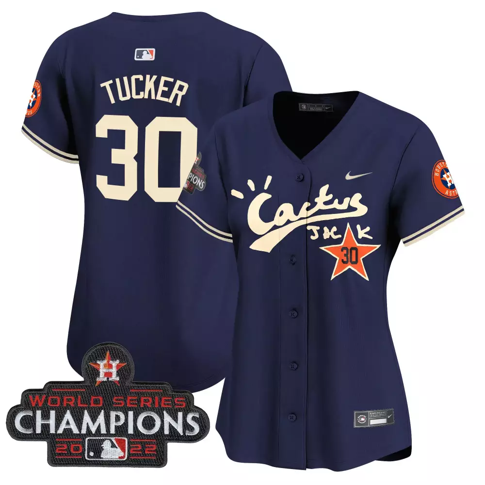 Kyle Tucker 30 Houston Astros Jersey Navy Cactus Jack World Series Champions 2022 Team