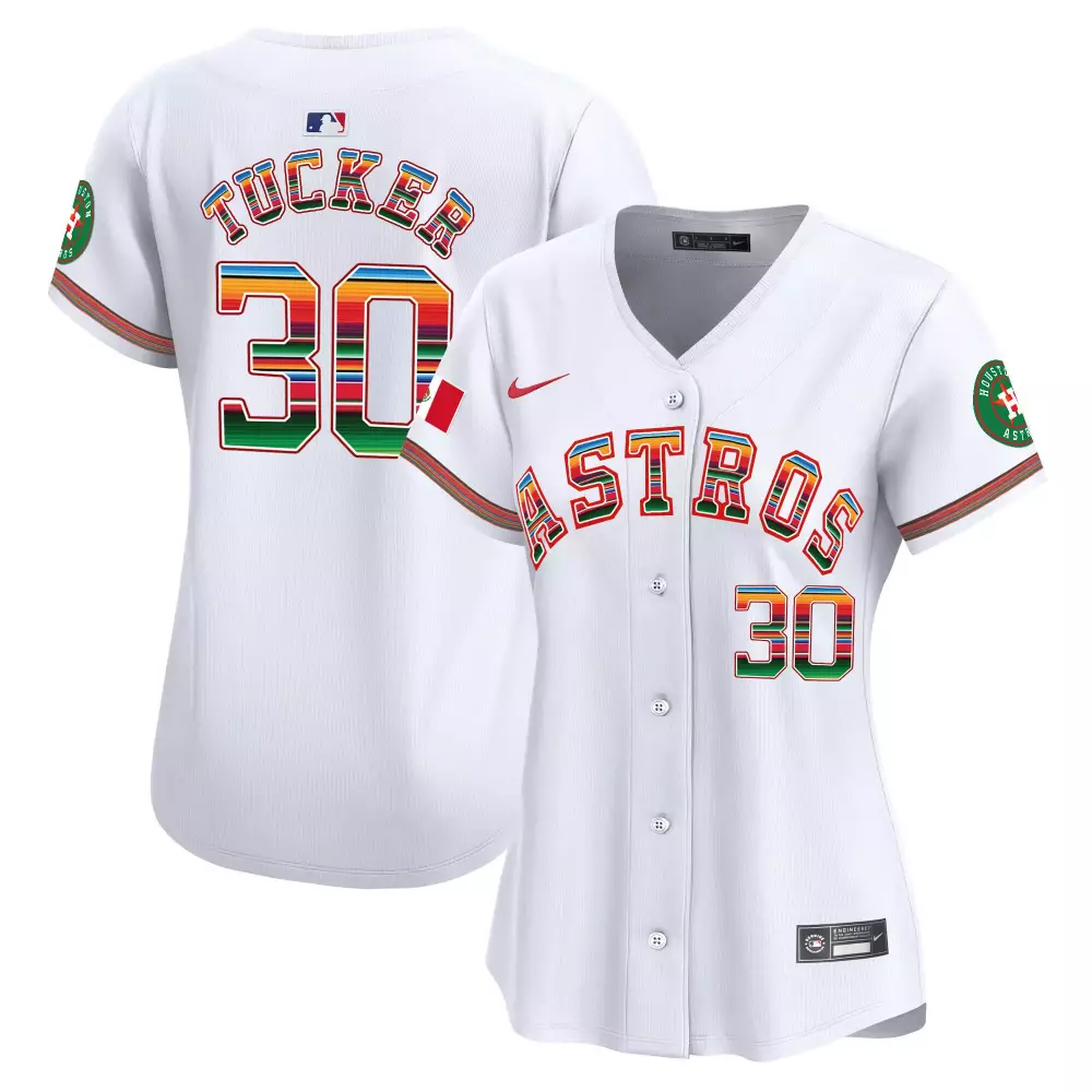 Kyle Tucker 30 Astros Jersey White City Connect Houston Mexico Flag Women Split Custom Design