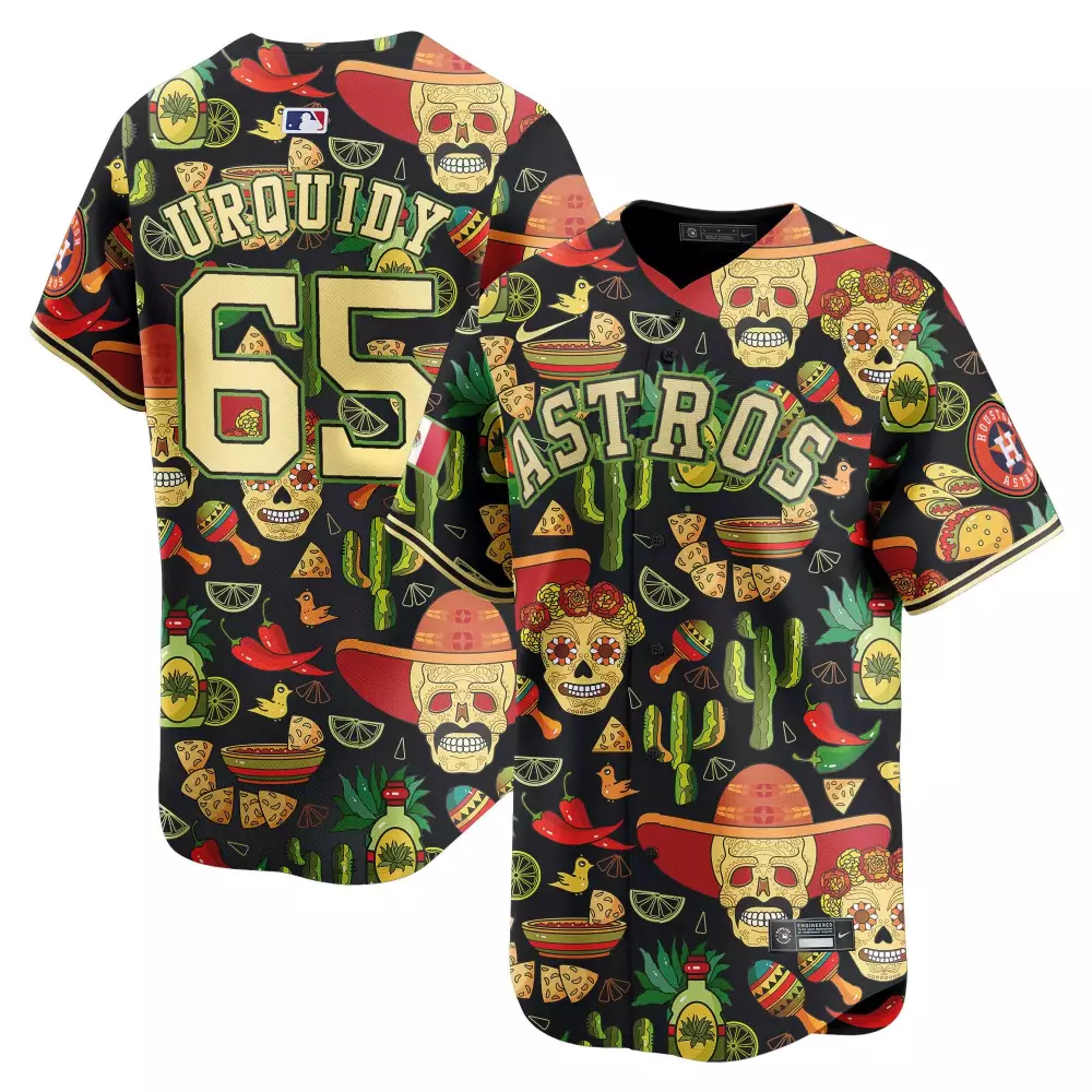 Jose Urquidy 65 Astros Jersey Black Cinco De Mayo Men Full Graphic Custom Design