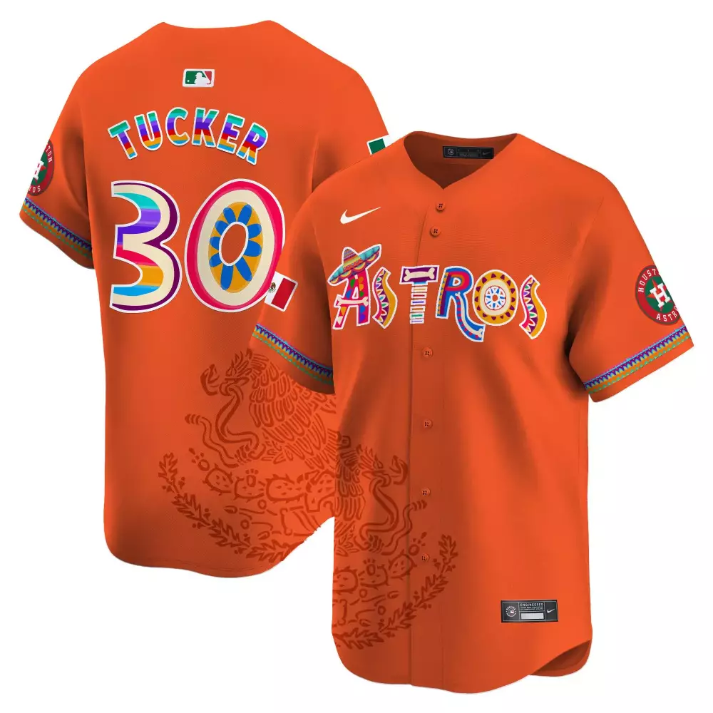 Kyle Tucker 30 Houston Astros Jersey Orange Cinco De Mayo Mexican Flag 2023 Men Alternate