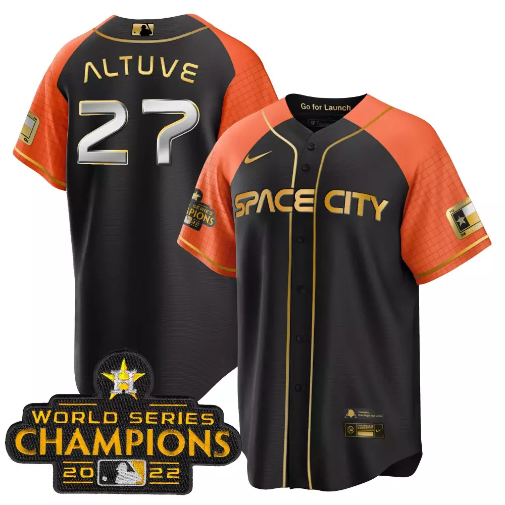Jose Altuve 27 Houston Astros Jersey Black Space City World Series Champions 2022