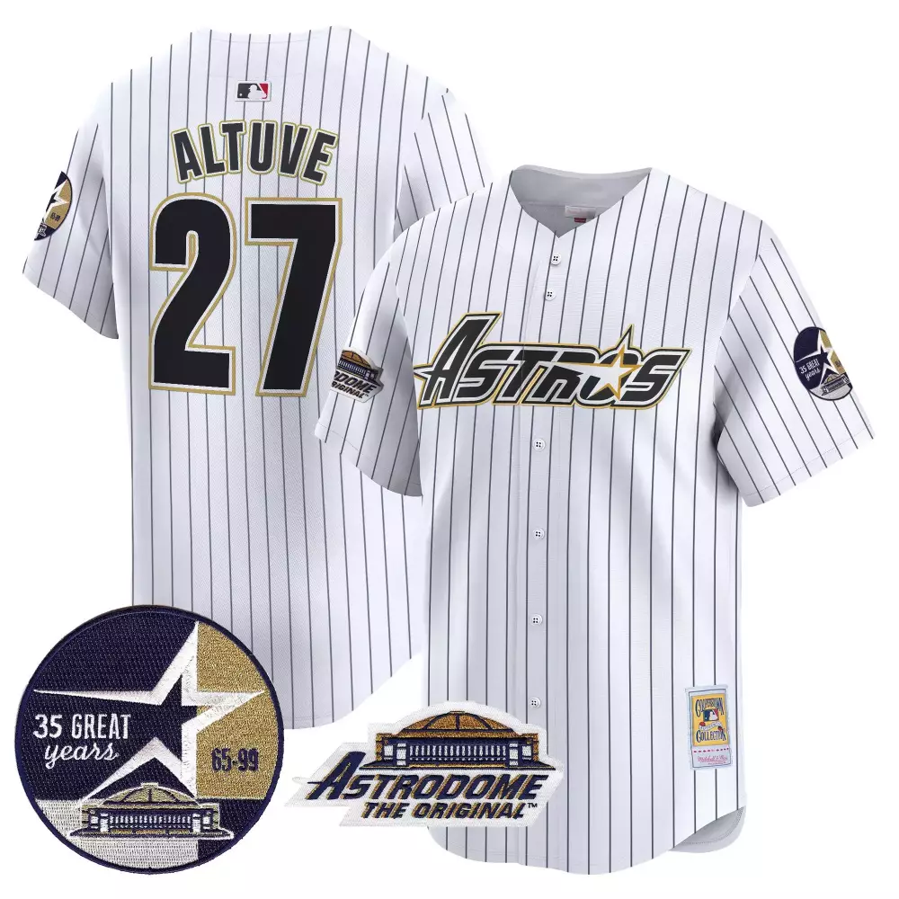 Jose Altuve 27 Astros Jersey White Astrodome 35 Great Years 65-99 Original Men Split Design