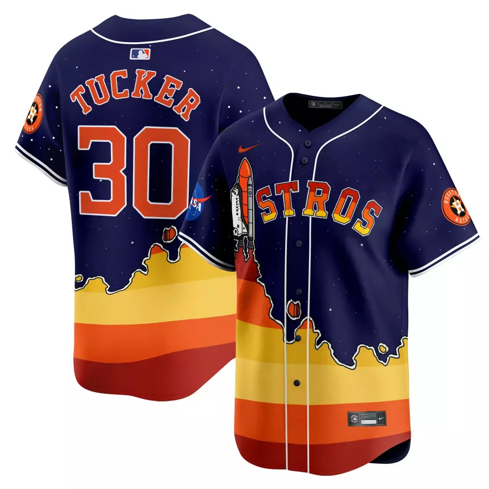 Kyle Tucker 30 Astros Jersey Navy Space City Nasa 2023 Men Custom Design Orange Yellow
