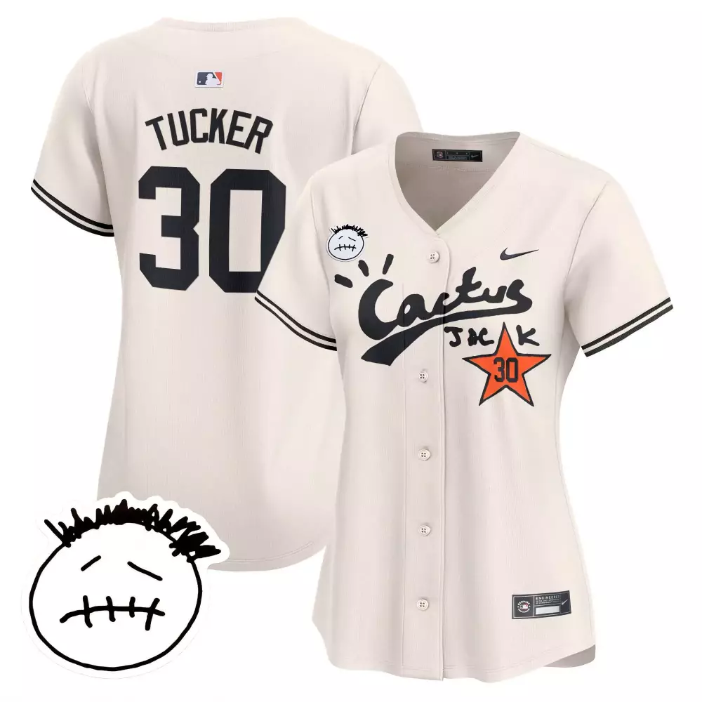 Kyle Tucker 30 Cactus Jack Jersey Off-white Travis Scott Men Black Orange Vapor Premier
