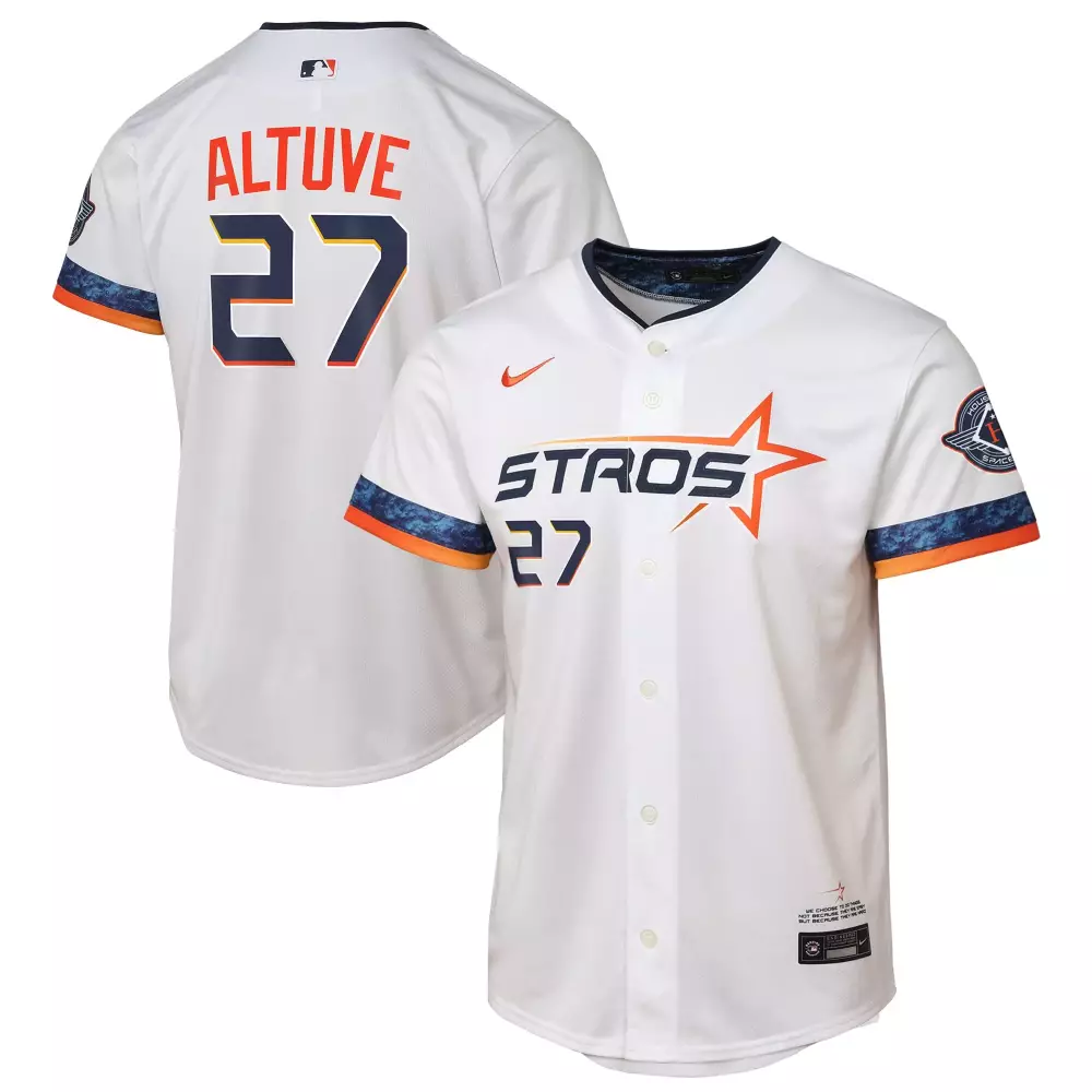 Jose Altuve 27 Astros Jersey White City Connect Houston Space 2022 Men Custom Design