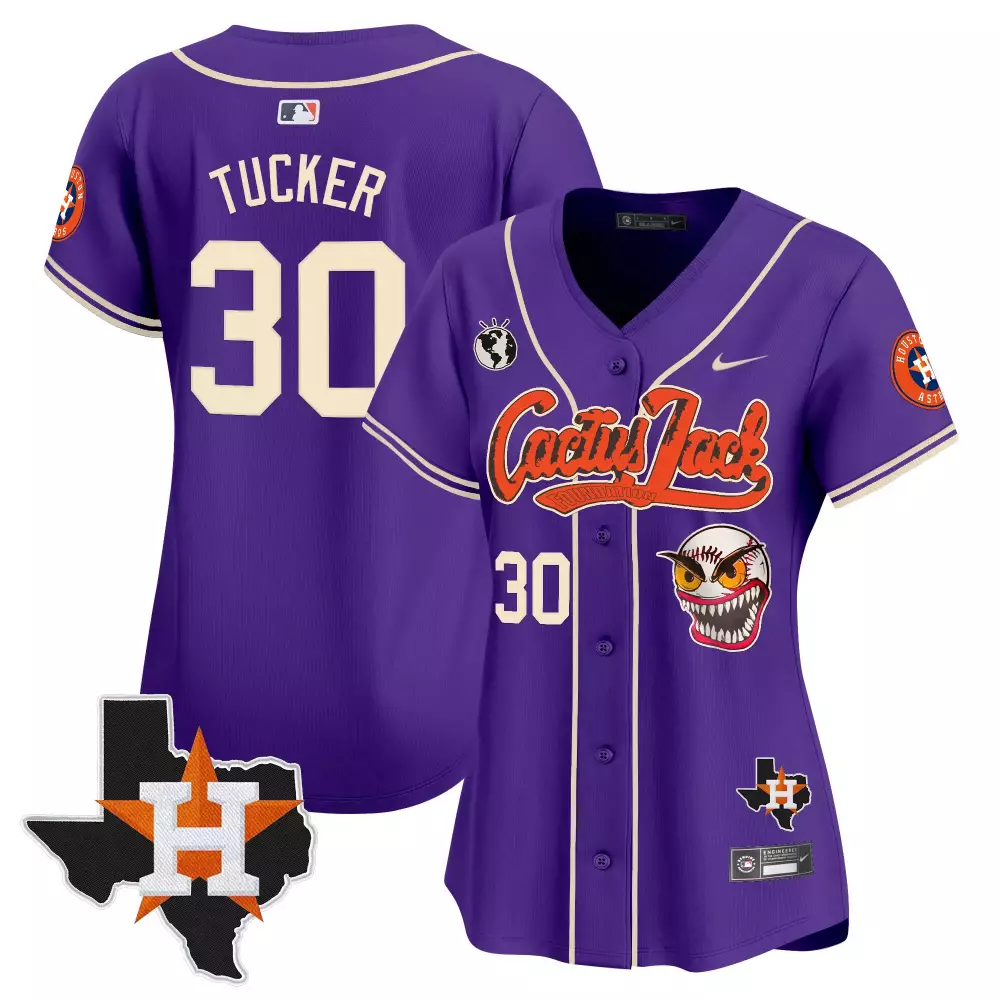 Kyle Tucker 30 Houston Astros Jersey Purple Cactus Jack Texas Earth Men White Orange