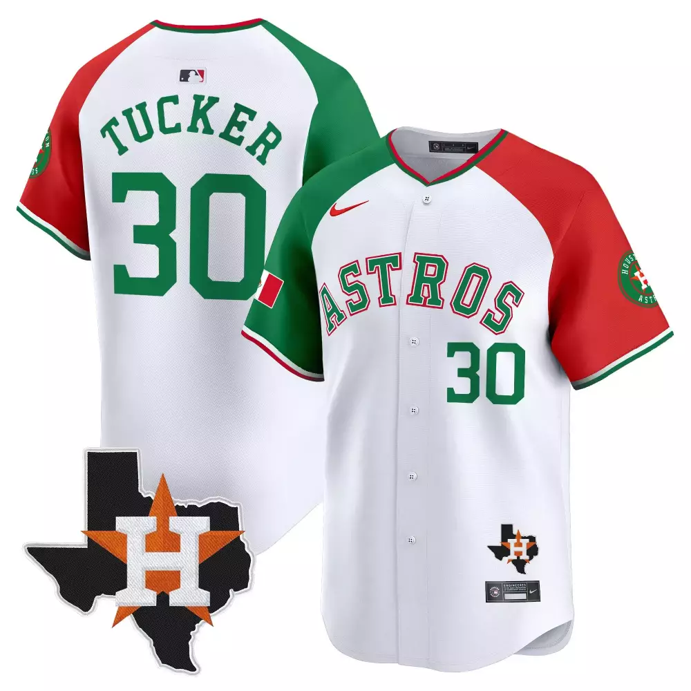 Kyle Tucker 30 Astros Jersey White Houston Texas Flag Men Split Design Green Red