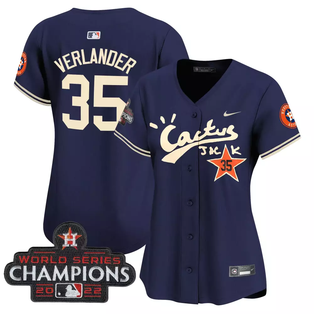 Justin Verlander 35 Jersey Navy Cactus Jack Houston Astros World Series Champions 2022
