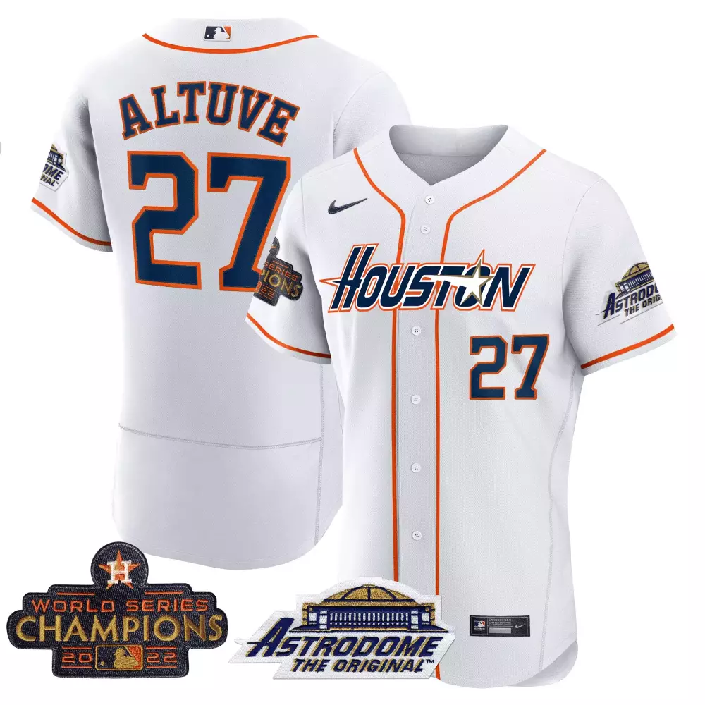 Jose Altuve 27 Astros Jersey White World Series Champions 2022 Astrodome Original