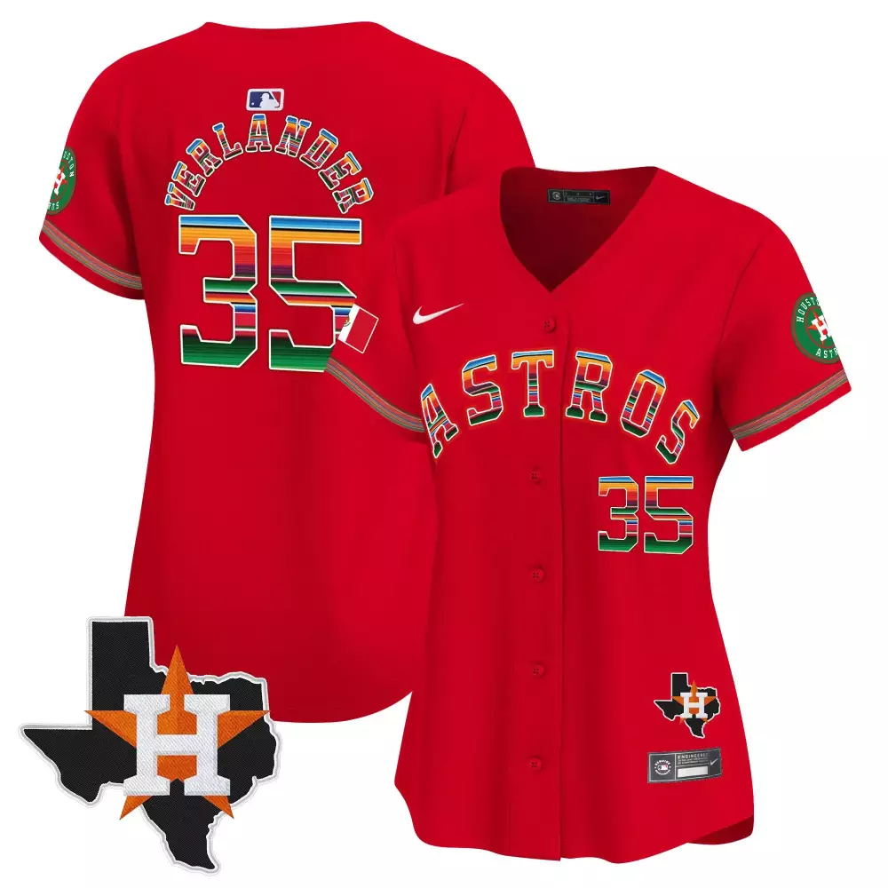 Justin Verlander 35 Astros Jersey Red City Connect Men Split Design Green Yellow