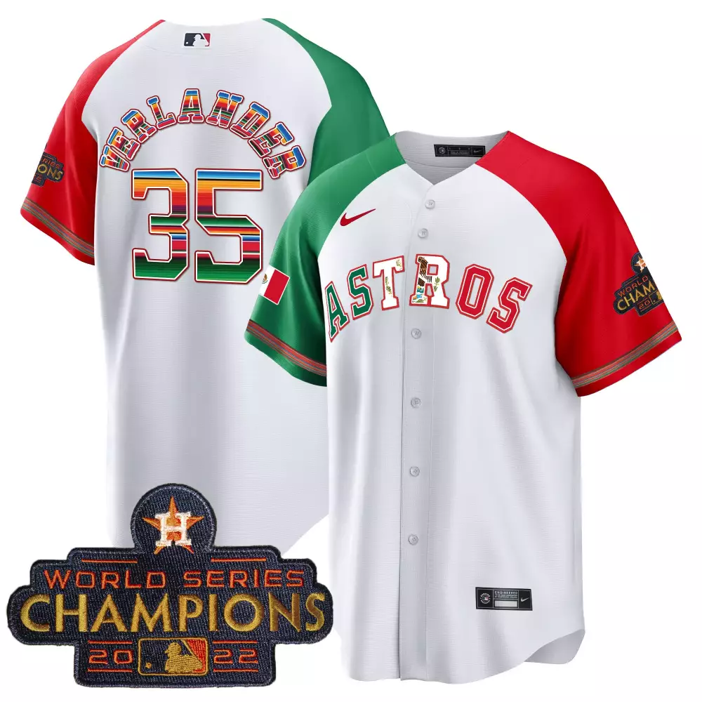 Justin Verlander 35 Astros Jersey White World Series Champions 2022 Men Split Design