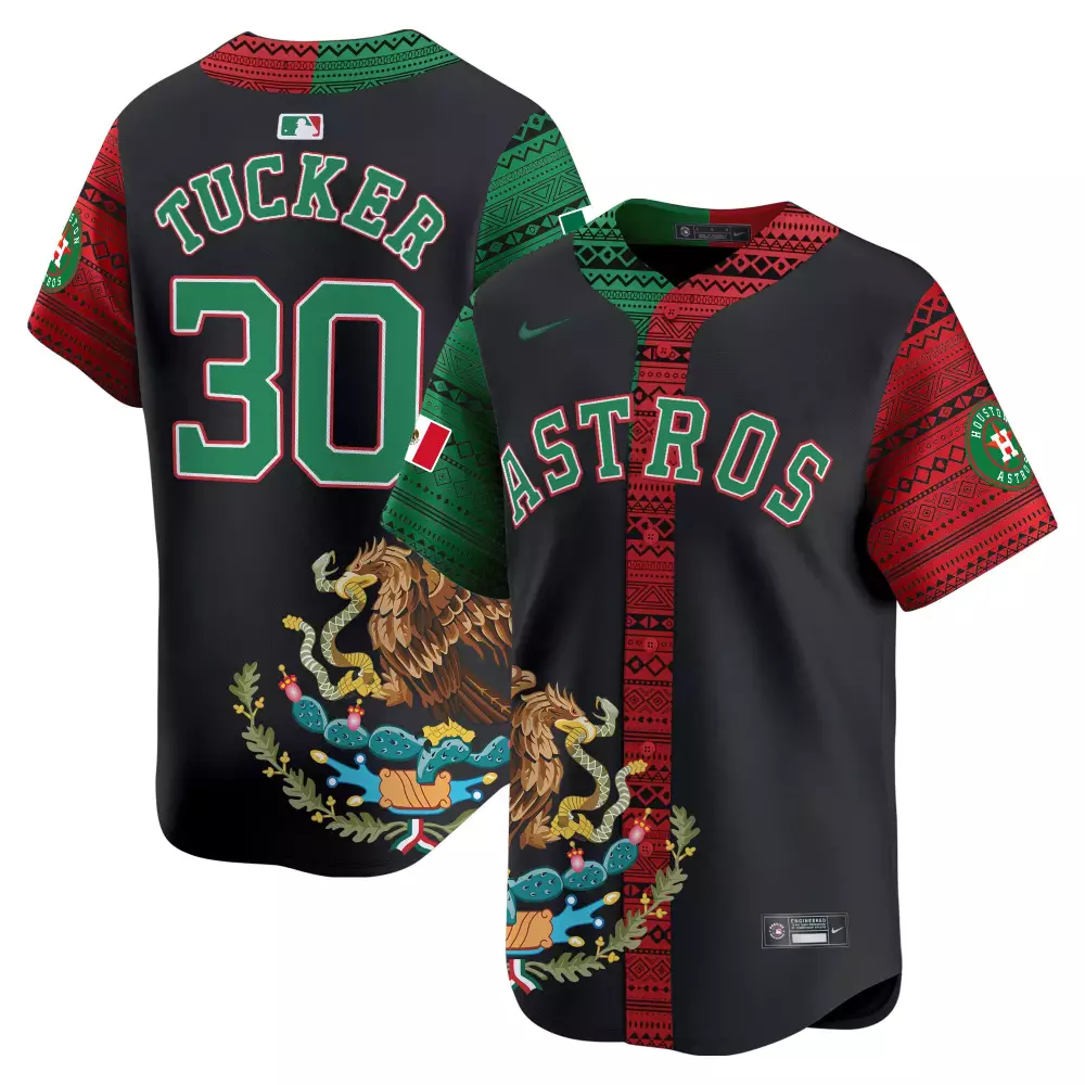 Kyle Tucker 30 Astros Jersey Black Houston City Connect Men Split Custom Design Green