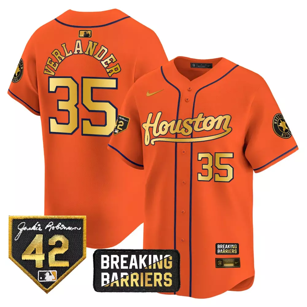 Justin Verlander 35 Jersey Orange City Connect Houston Astros Jackie Robinson 42 Breaking Barriers 2022