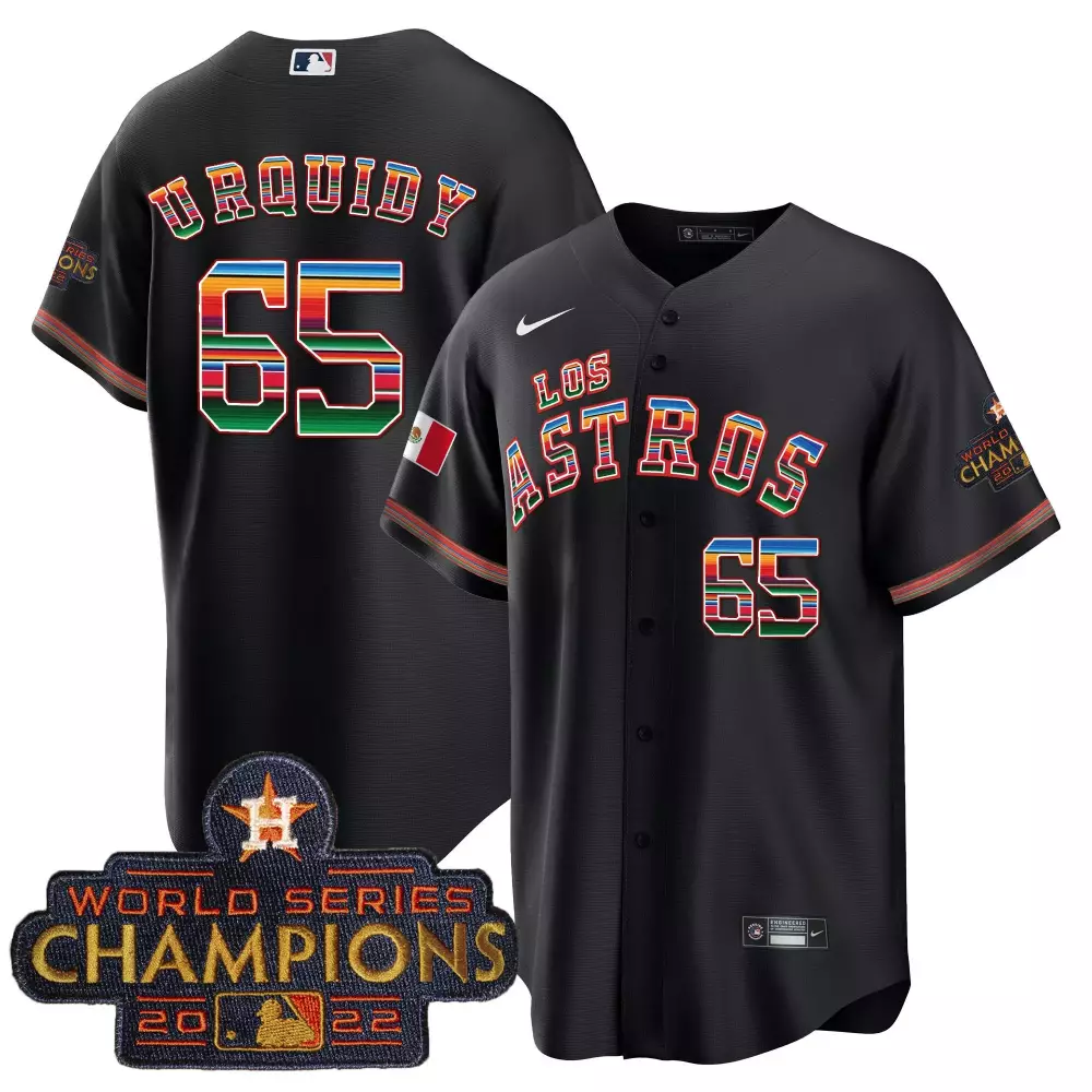 Jose Urquidy 65 Houston Astros Jersey Black 2022 World Series Champions Men MLB Custom Design