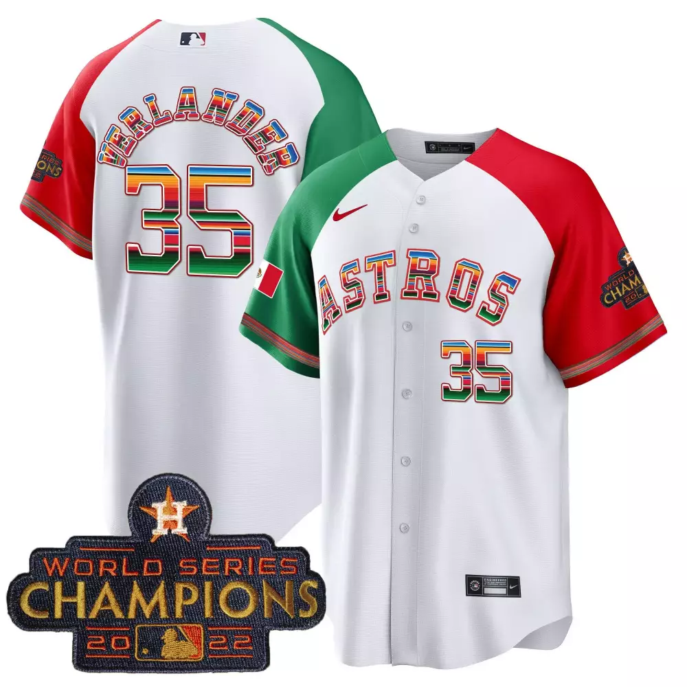 Justin Verlander 35 Astros Jersey White World Series Champions 2022 Men Split Custom Design