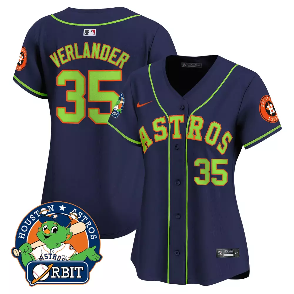Justin Verlander 35 Jersey Navy Houston Astros Men Lime Green Vapor Premier Limited