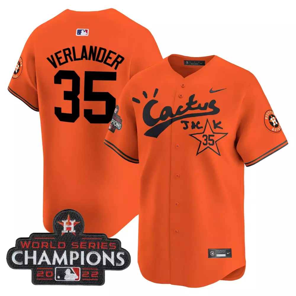 Justin Verlander 35 Jersey Orange Cactus Jack Houston Astros World Series Champions 2022