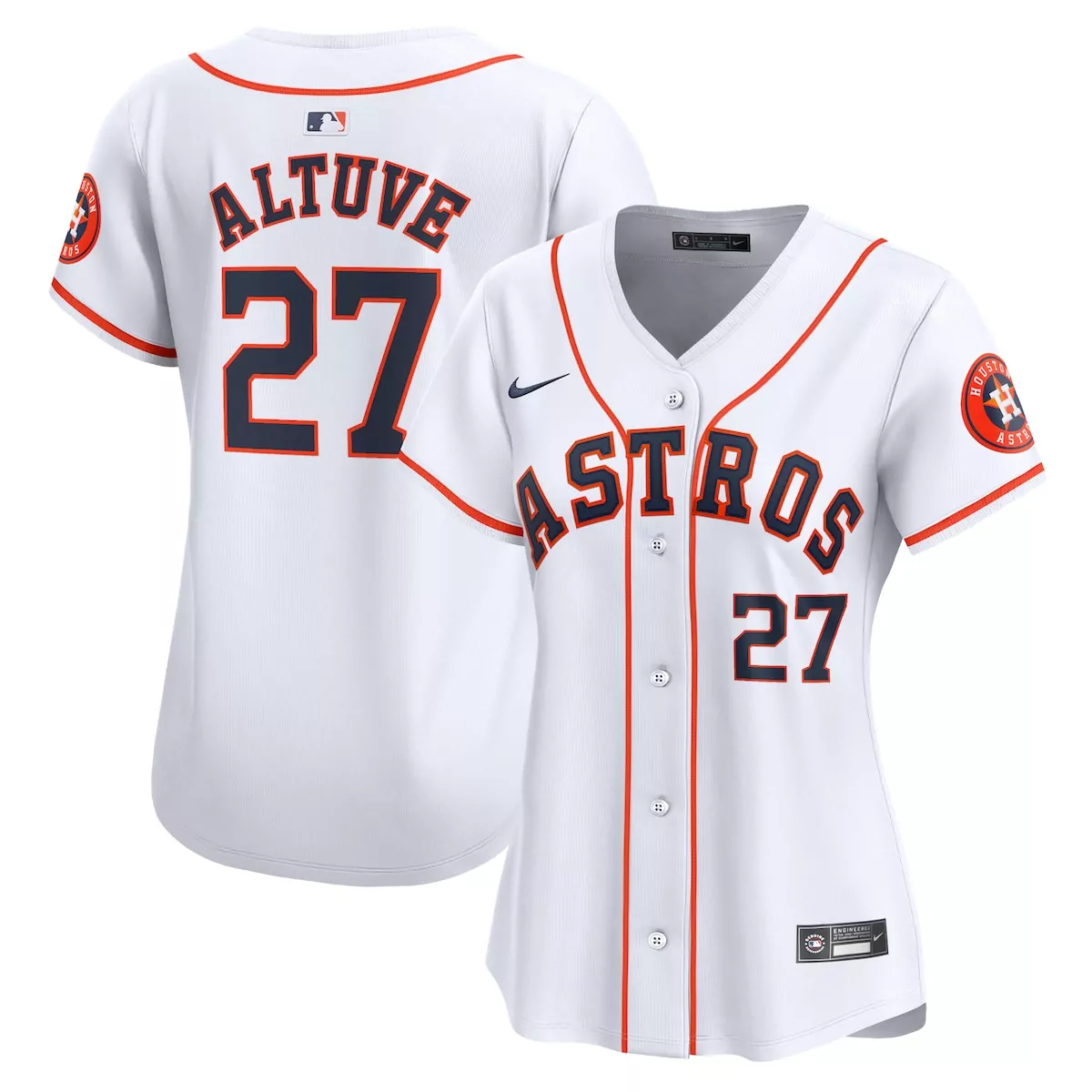 Jose Altuve 27 Houston Astros Jersey White Men Navy Orange Home Limited
