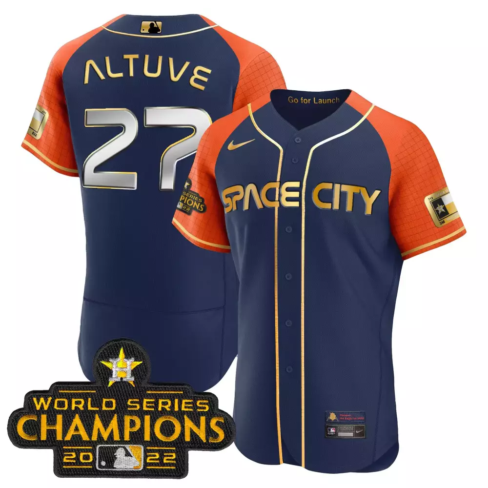 Jose Altuve 27 Houston Astros Jersey Navy Space City World Series Champions 2022 Go Launch