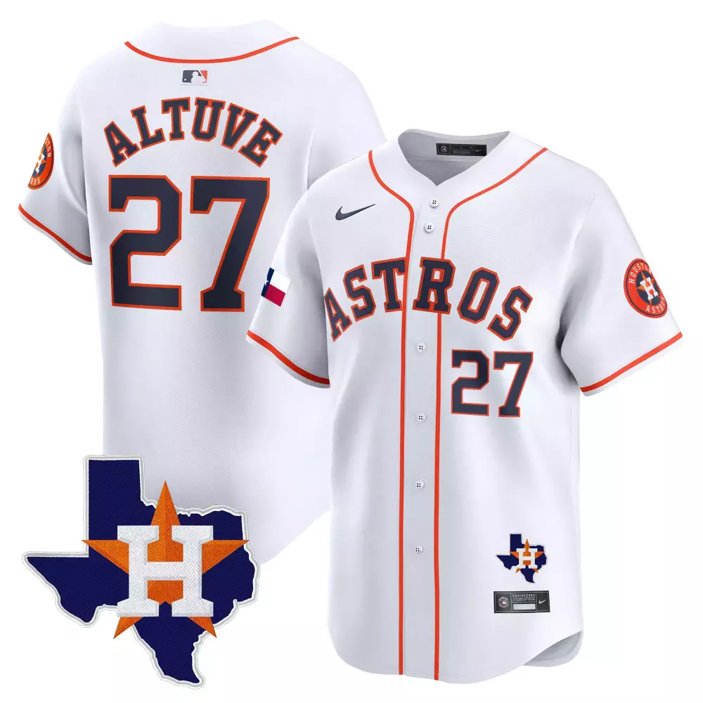 Jose Altuve 27 Astros Jersey White Texas Star Houston Men Orange Navy All Stitched