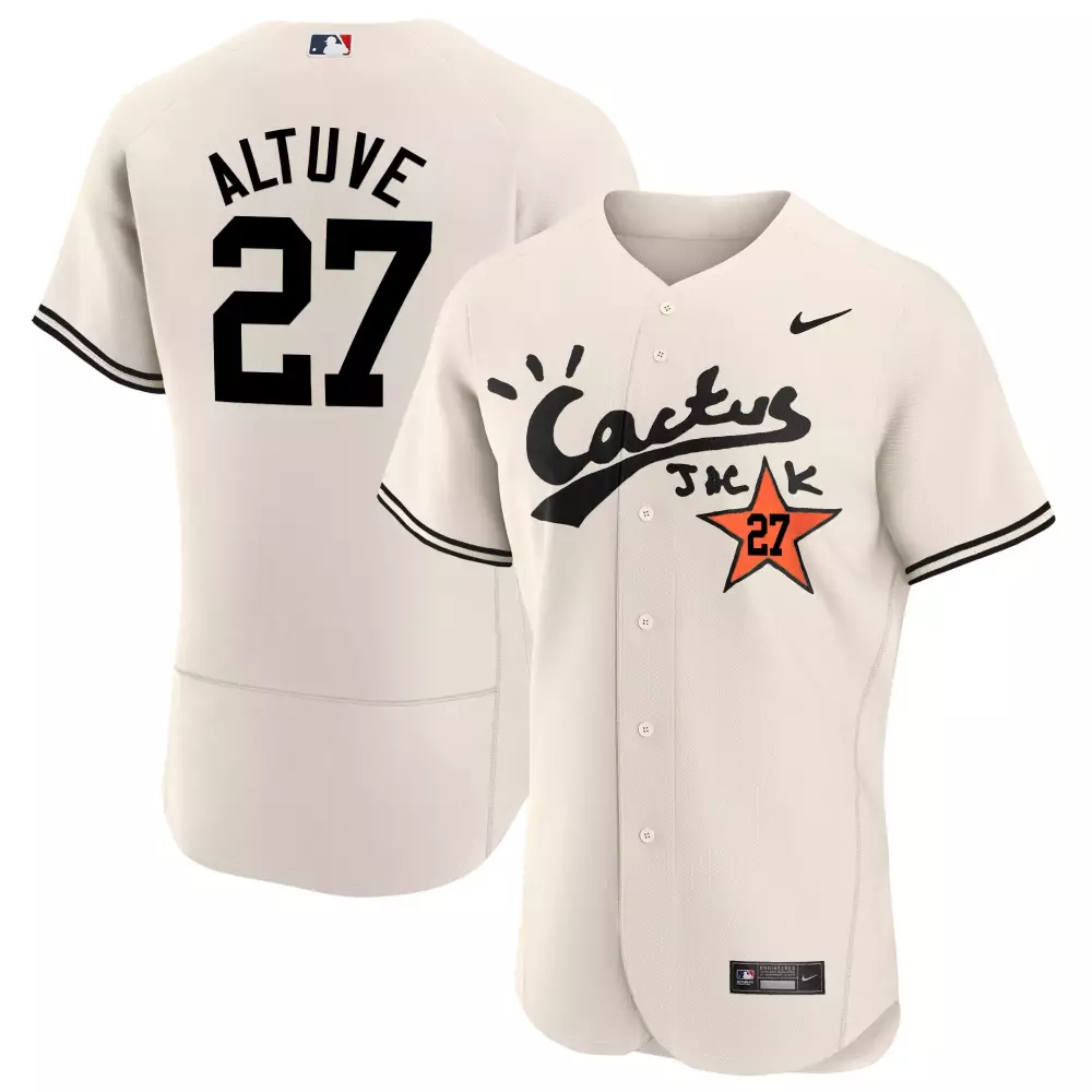 Jose Altuve 27 Houston Astros Jersey Cream Men Black Orange All Stitched Vapor