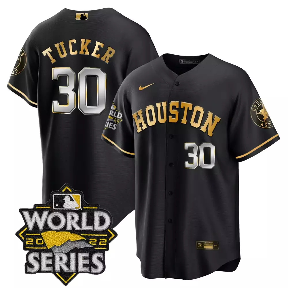 Kyle Tucker 30 Houston Astros Jersey Black World Series 2022 Men Gold Silver Cool