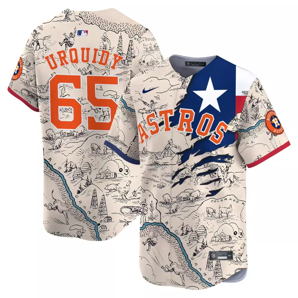 Jose Urquidy 65 Astros Jersey Cream Men City Connect Alternate Custom Design Orange