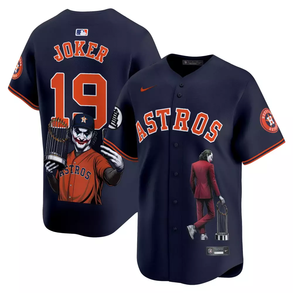 Joker 19 Astros Jersey Navy Blue Men Orange White Vapor Premier Limited